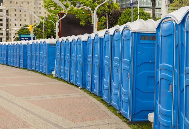 portable restrooms arranged for easy access and use at events in Bowling Green